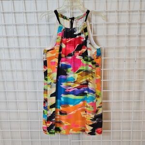 Trina Turk Multicolor Abstract Silk Halter Dress Size 10